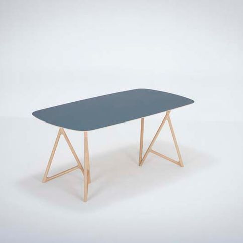 LINEABÜRO Home Office - gazzda lq-st-koza-table-180x90x75-oak-white-1015-linoleum-smokey-blue-4179-7